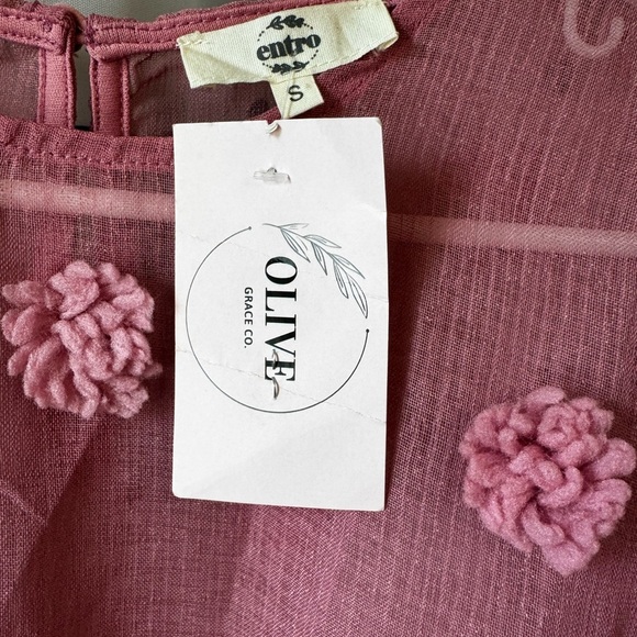 Entro Pink Sheer Top with Floral Details - Picture 3 of 4
